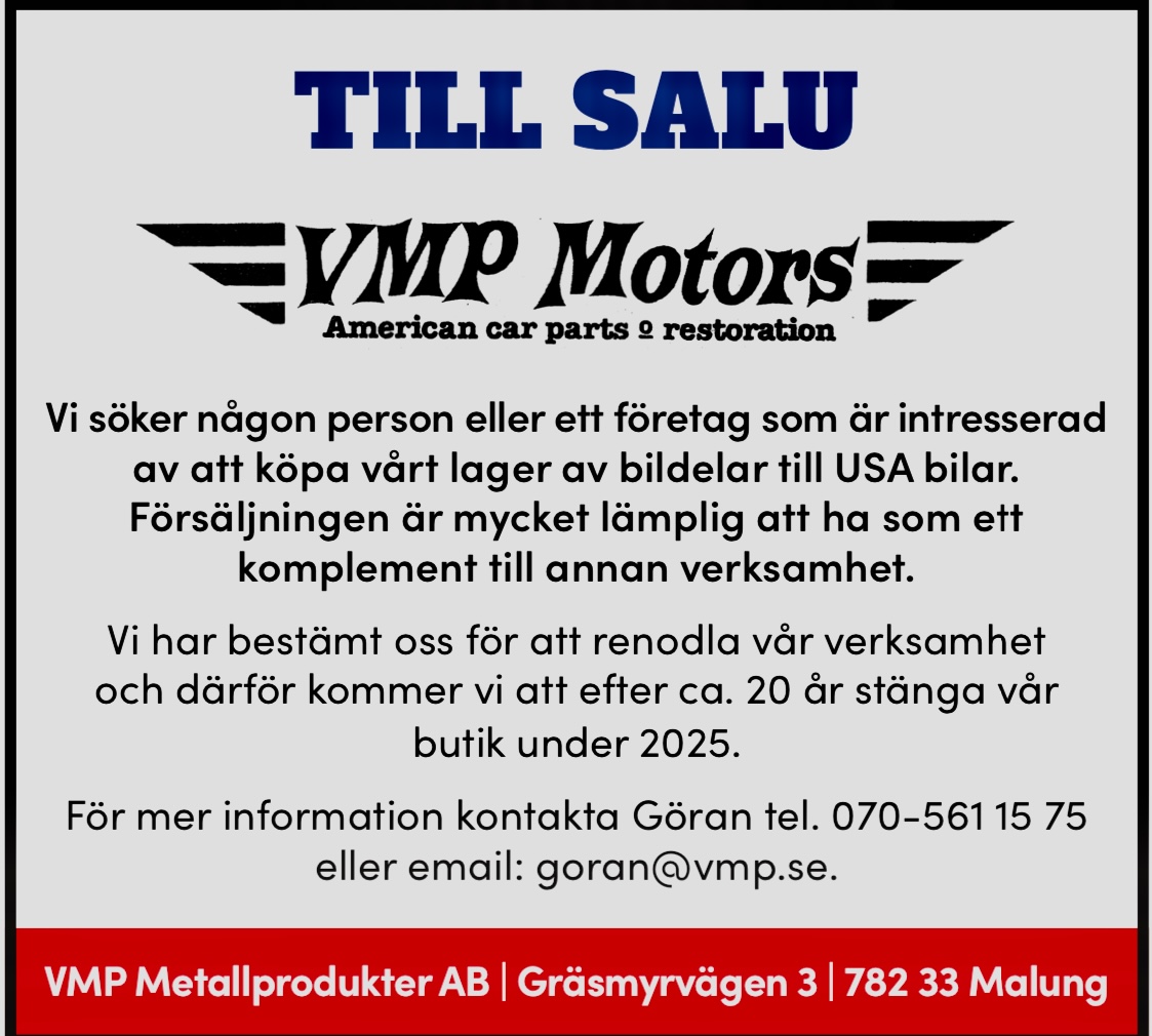 Bildelslager USA-bilar säljes